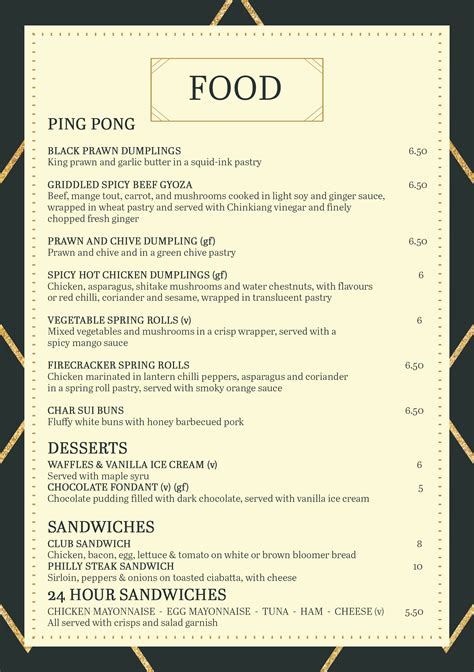  grosvenor casino food menu